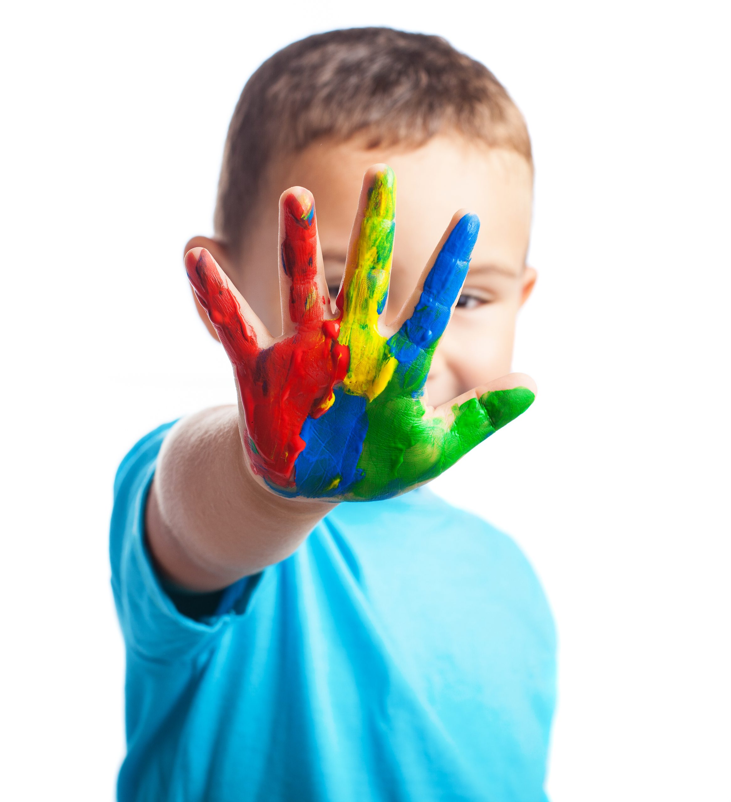 child one hand painted on a white background